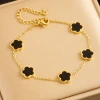 Classic, fashionable and versatile flower titanium steel bracelet, 18K gold-plated and non-fading, elegant five-leaf flower stainless steel jewelry for women Application Scenario